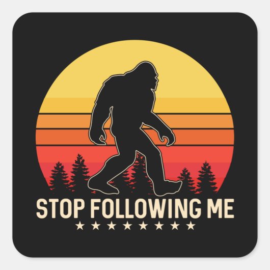 Stoppen met volgen | Bigfoot Retrodesign Vierkante Sticker (Voorkant)
