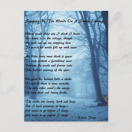 Stopping By The Woods by: Robert Frost Briefkaart (Voorkant)