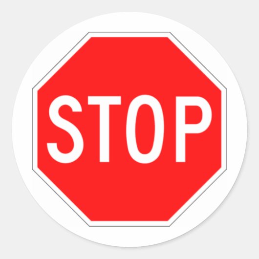 Stopteken - Highway Hexagon Ronde Sticker (Voorkant)