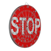 Stopteken met kogelgaten dartboard dartbord (Voorkant Links)
