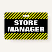 "STORE MANAGER" + zwarte & gele Stripes-badge Badge (Voorkant)