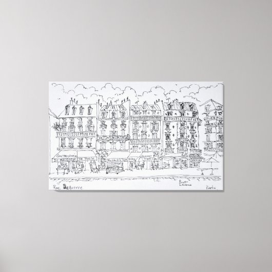 Storefronten langs Rue Daguerre | Parijs, Frankrij Canvas Afdruk (Voorkant)