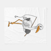 Stork als Fisher met Geviste staaf Fleece Deken (Voorkant (Horizontaal))