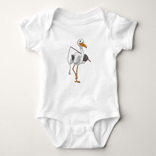 Stork als Fisher met Geviste staaf Romper (Voorkant)