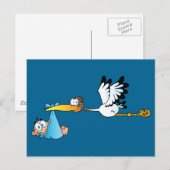 Stork and Baby Boy Briefkaart (Voorkant / Achterkant)