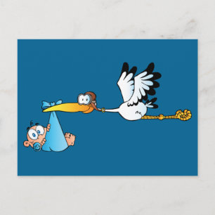 Stork and Baby Boy Briefkaart