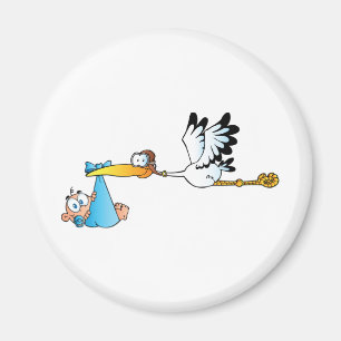 Stork and Baby Boy Magneet