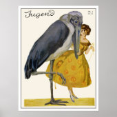 Stork and Young Woman - Art Nouveau - Jugend Poster (Voorkant)