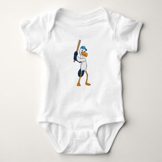 Stork at Baseball Romper (Voorkant)