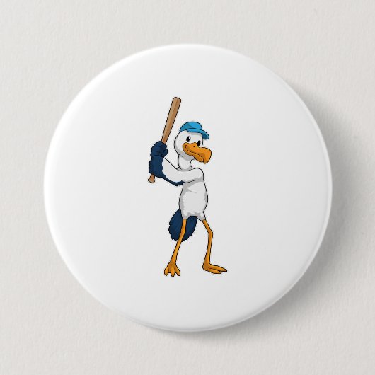 Stork at Baseball Ronde Button 7,6 Cm (Voorkant)