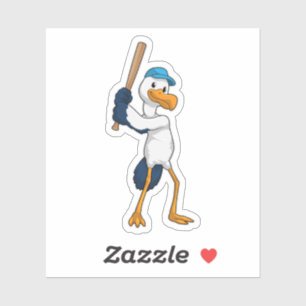 Stork at Baseball Sticker