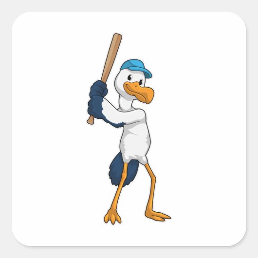 Stork at Baseball Vierkante Sticker (Voorkant)