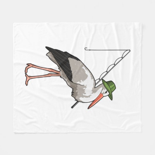 Stork at Fishing with Fishing rod Fleece Deken (Voorkant (Horizontaal))