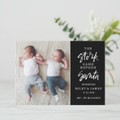 Stork avant Père Noël Faire-part de naissance Cart (Debout devant)