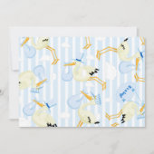 Stork Baby boy Douche Invitations (Devant)