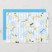 Stork Baby boy Douche Invitations (Devant / Derrière)