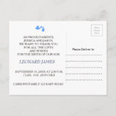 Stork baby boy foto aankondiging (Achterkant)