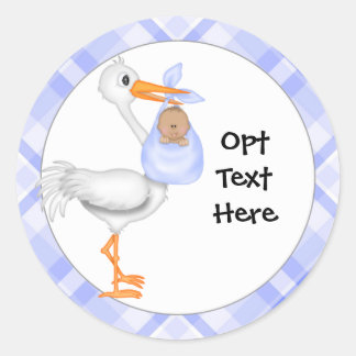 Stork & Baby Boy met Donkere Stickers van de Huid