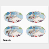 STORK BABY BOY SHOWER 2 OVALE STICKER (Vel)