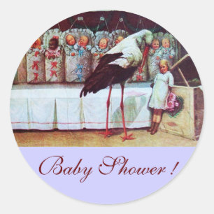 STORK BABY BOY SHOWER 3 blue Ronde Sticker
