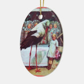 STORK BABY BOY SHOWER 3 MONOGRAM Red Ruby Keramisch Ornament (Links)