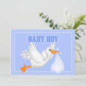 Stork Baby Boy Shower Invitation (Debout devant)