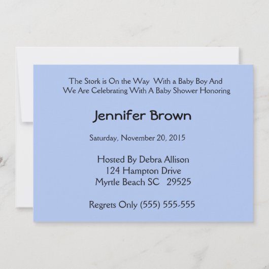 Stork Baby Boy Shower Invitation (Dos)