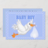 Stork Baby Boy Shower Invitation (Devant / Derrière)
