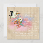 Stork Baby Boy Shower Kaart (Achterkant)