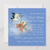  Stork Baby Boy Shower Kaart (Achterkant)