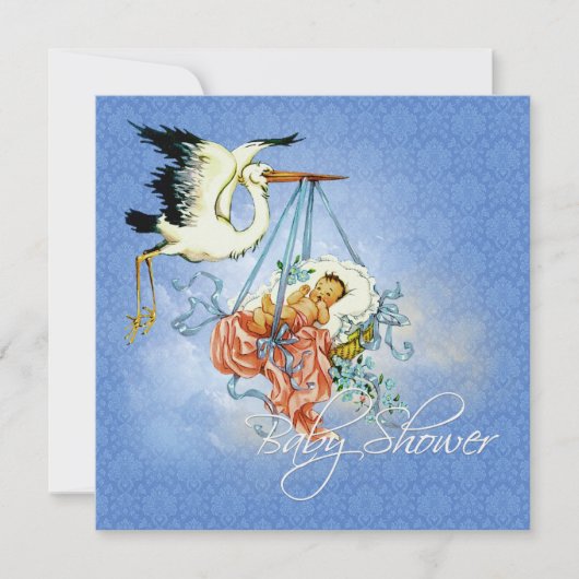  Stork Baby Boy Shower Kaart (Voorkant)