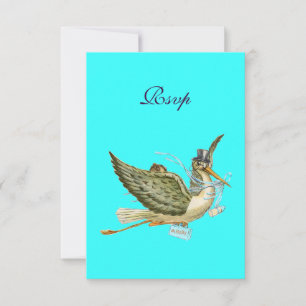 STORK BABY BOY SHOWER, RSVP, Turquase RSVP Kaartje
