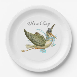 STORK BABY BOY SHOWER White Papieren Bordje