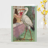  Stork Baby Delivery Wenskaart Kaart (Gele Bloem)
