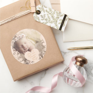 Stork Baby Girl met je baby foto Ronde Sticker