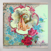 STORK BABY GIRL SHOWER Green Poster (Voorkant)