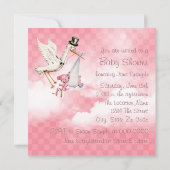 Stork Baby Girl Shower Kaart (Achterkant)