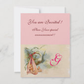 STORK BABY GIRL SHOWER MONOGRAM Pearl Shimmer Kaart (Achterkant)