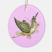 STORK BABY GIRL SHOWER MONOGRAM Red Ruby Keramisch Ornament (Links)