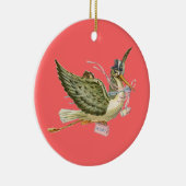 STORK BABY GIRL SHOWER MONOGRAM Red Ruby Keramisch Ornament (Rechts)
