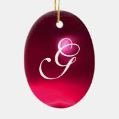 STORK BABY GIRL SHOWER MONOGRAM RED RUBY KERAMISCH ORNAMENT (Achterkant)