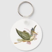 STORK BABY GIRL SHOWER Pink White Sleutelhanger (Achterkant)