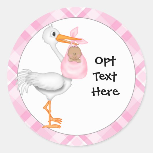 Stork & Baby Girl with Dark Skin Stickers (Devant)