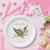 STORK BABY MEISJE DOUCHE Wit Papieren Bordje (Feest)