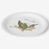 STORK BABY MEISJE DOUCHE Wit Papieren Bordje (Gekanteld)