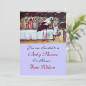 STORK BABY SHOWER 3, blauw Kaart (Staand voorkant)