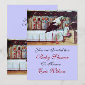 STORK BABY SHOWER 3, blauw Kaart (Voorkant / Achterkant)