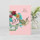 STORK BABY SHOWER 3 MONOGRAM KAART (Staand voorkant)