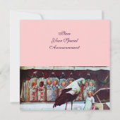 STORK BABY SHOWER 3, roze Kaart (Achterkant)