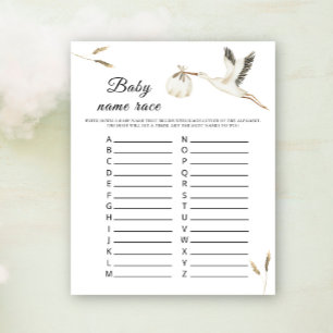Stork baby shower - Baby naam race spel